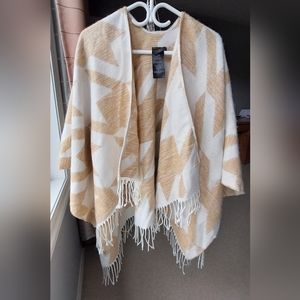 Maje wool blend print logo cape/ poncho jacket